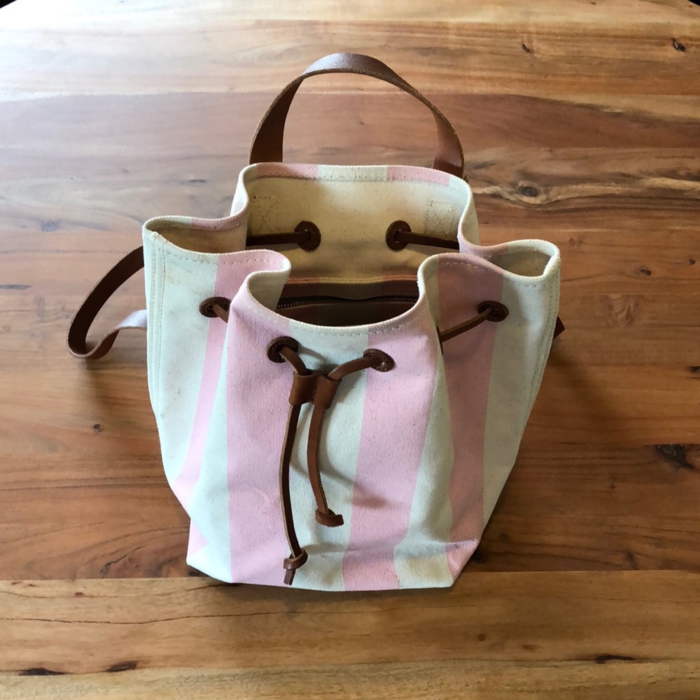 Madewell pink striped Somerset backpack